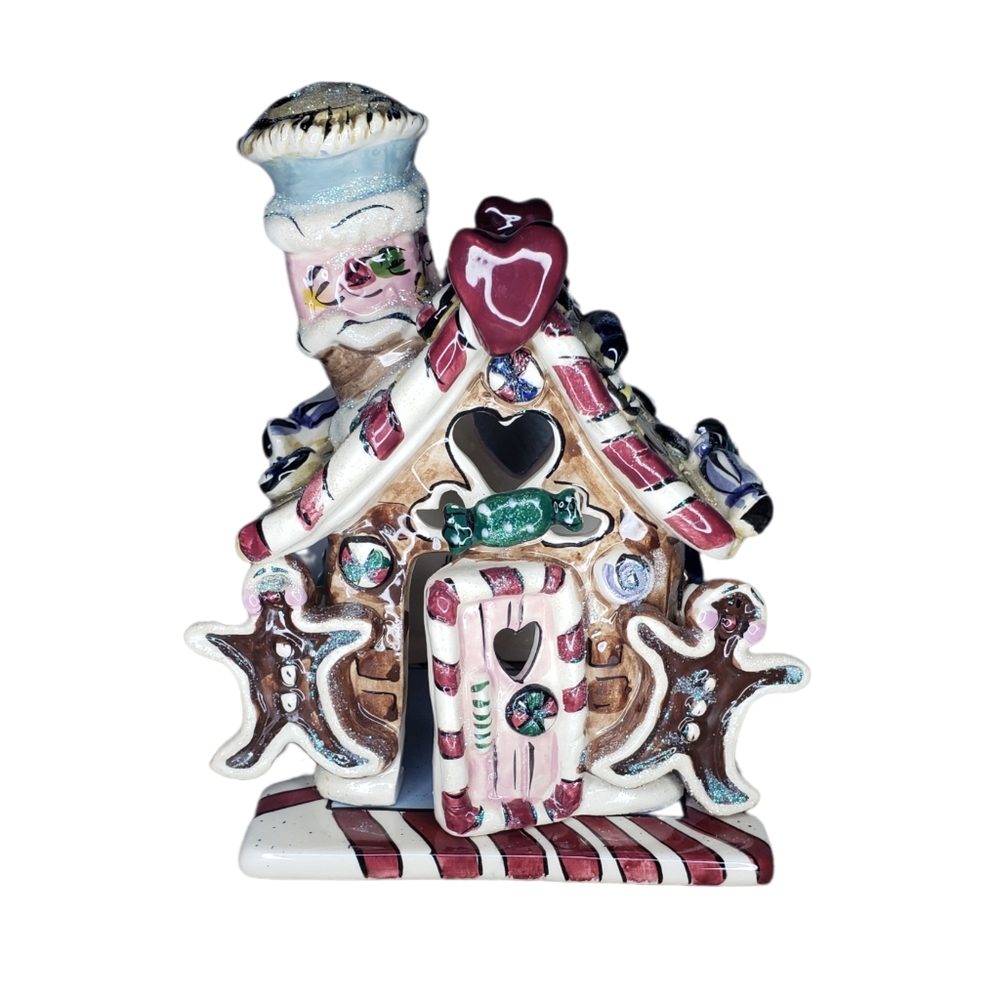 Heather Goldminc 2000 Blue Sky tea light Christmas Gingerbread house